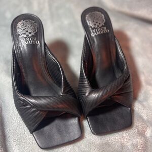 Vince Camuto Black Leather Mules
